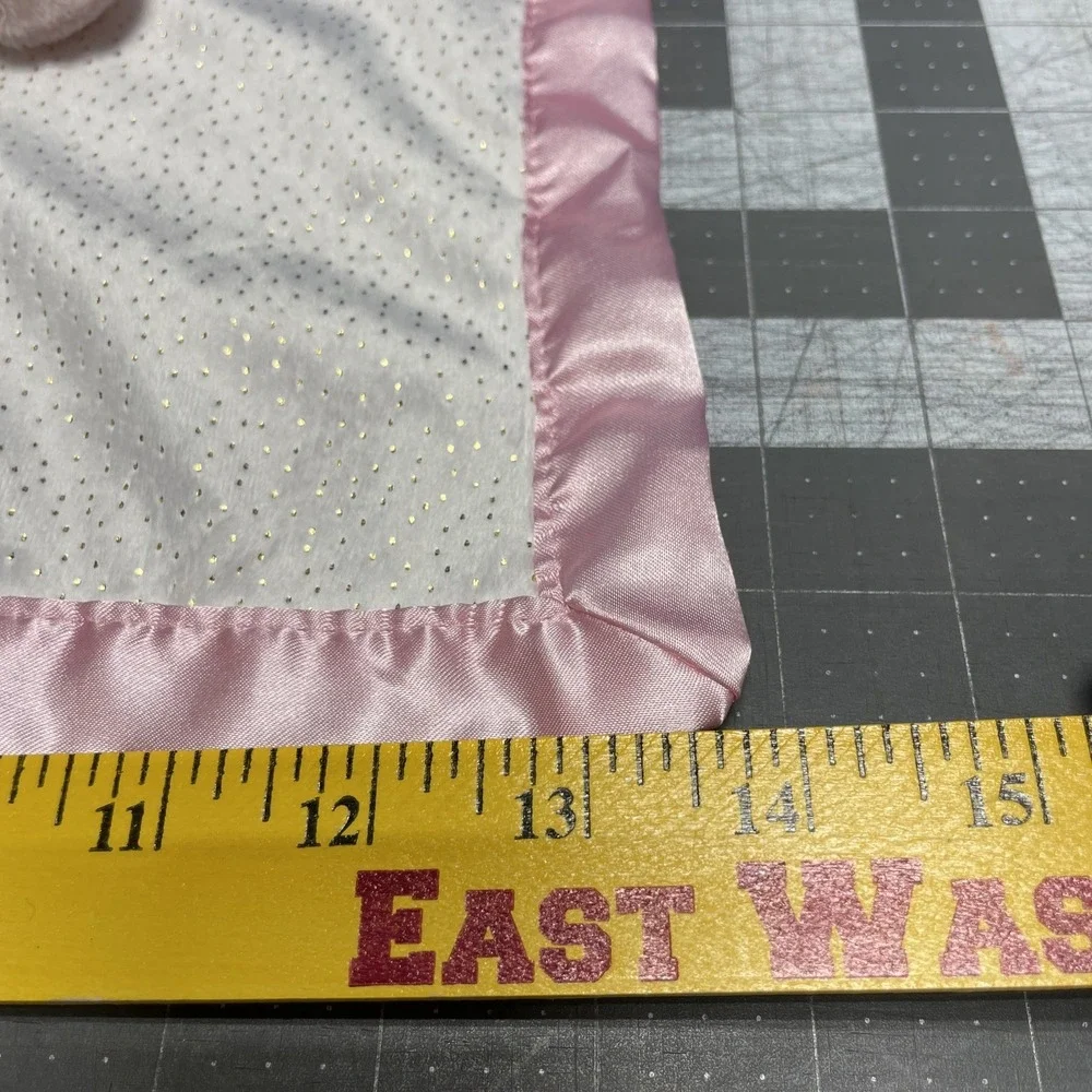 CARTERS Baby Girl Pink UNICORN Lovey Security Blanket White Pink Satin Back Read